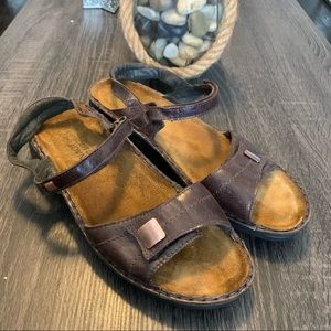 NAOT Brown Leather Velcro Straps Sandals 42 11 11.5